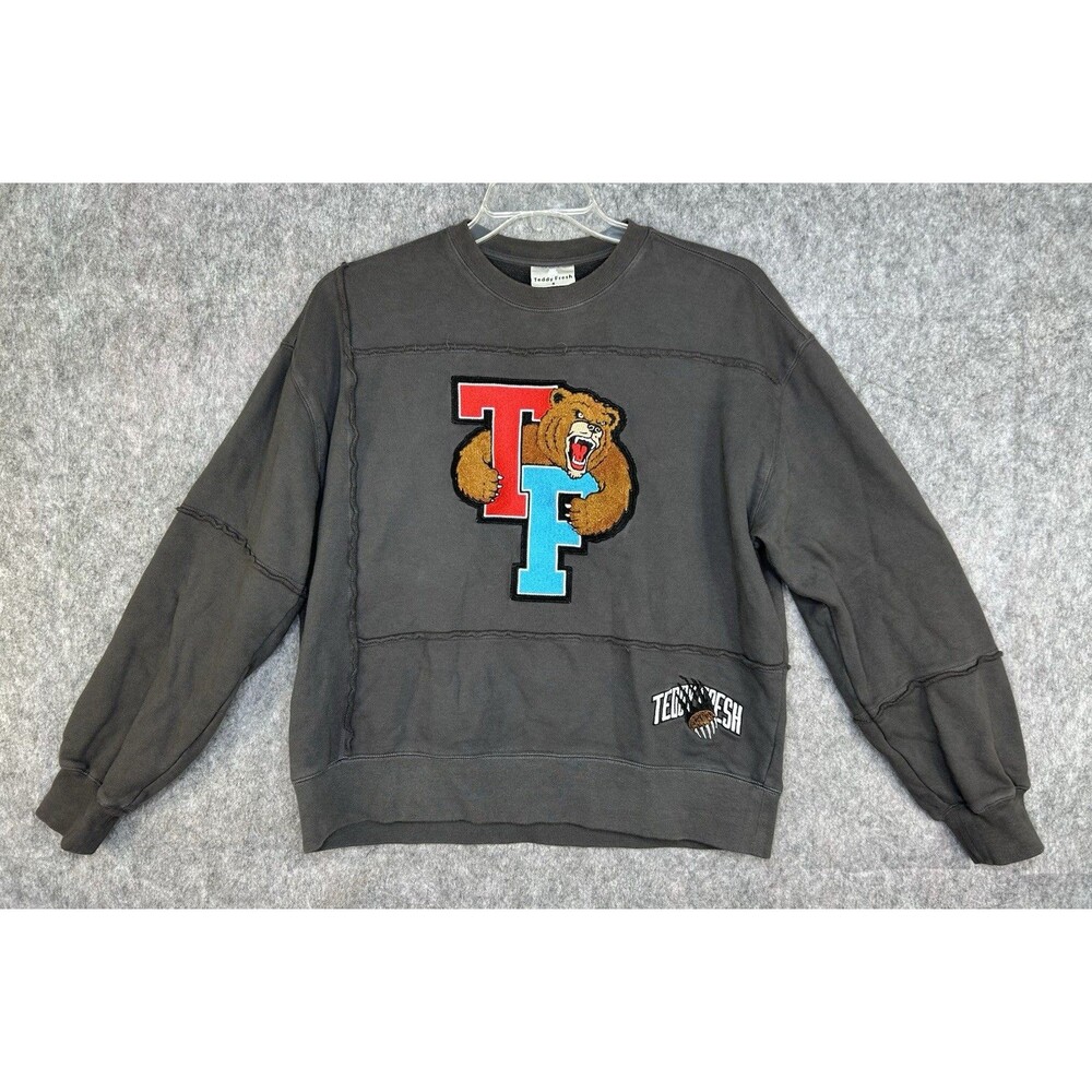 Teddy Fresh Men's Crewneck Sweatshirt Embroidered Streetwear Bear Varsity Size S